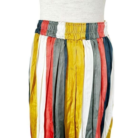 Downeast Striped Multicolor Skirt Midi Polyester Lined Size Medium Retro - Picture 2 of 9